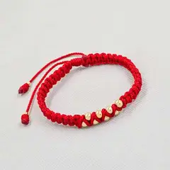 GENERICO - Pulsera Tejida Roja Balin Oro Laminado 18k