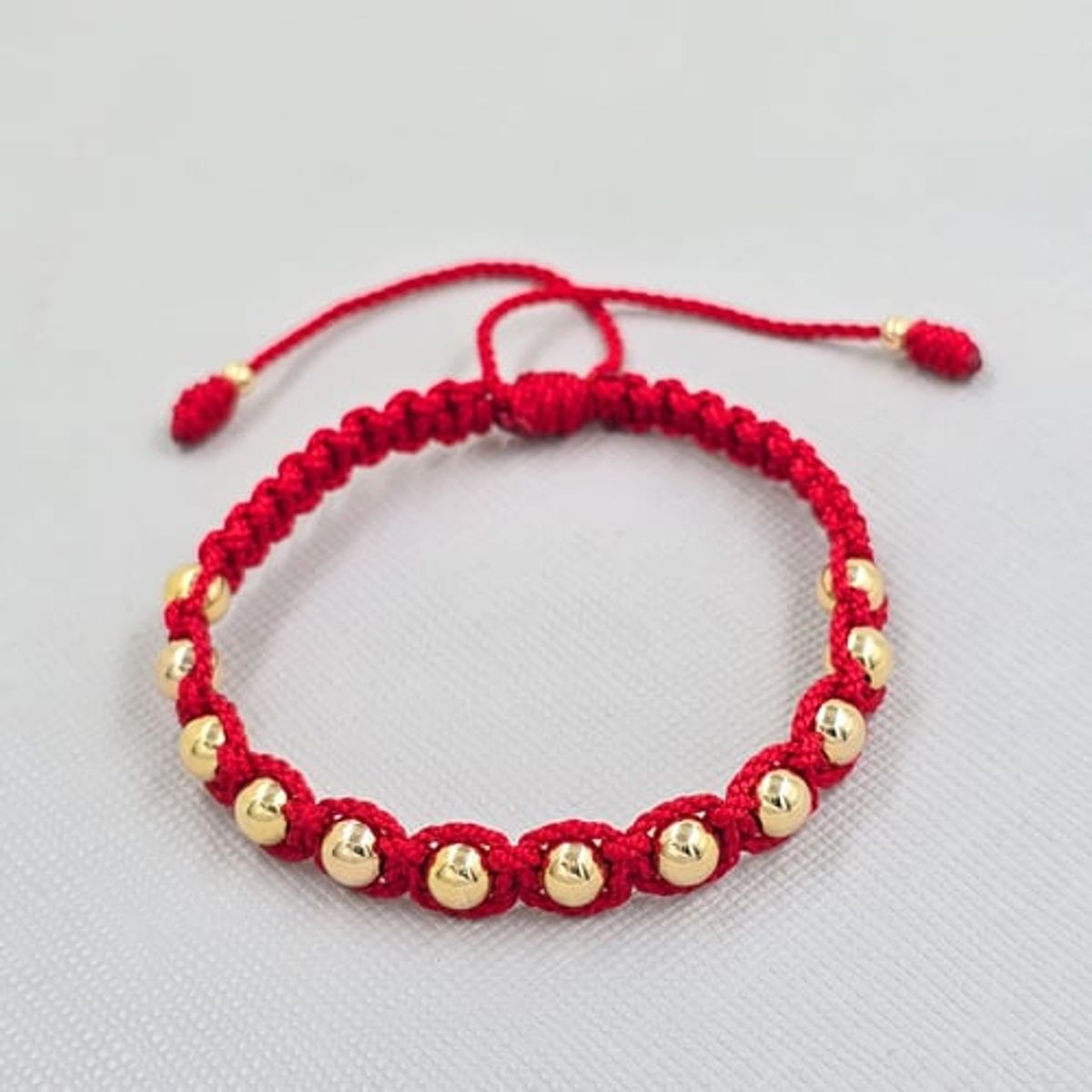 GENERICO - Pulsera Tejida Roja Balin Oro Laminado 18k