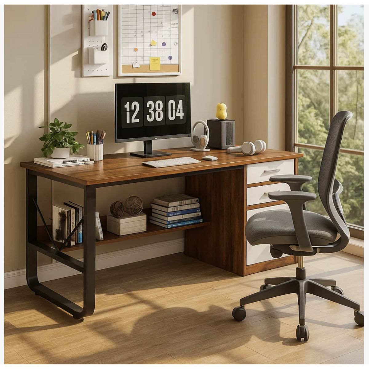 HOMER DESIGN - Escritorio Moderno Con Cajoneras 120x60x72cm Para Oficina…