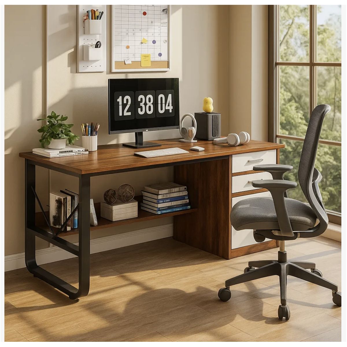 HOMER DESIGN - Escritorio Moderno Con Cajoneras 120x60x72cm Para Oficina…