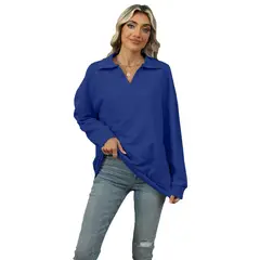 BLWOENS - Polera de manga larga de primavera y otoño para mujeres - Azul