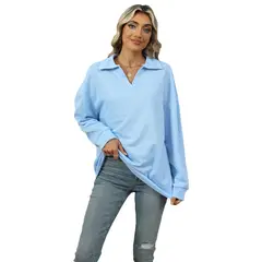 BLWOENS - Polera de manga larga de primavera y otoño para mujeres - Azul