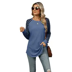 BLWOENS - Polera de manga larga de primavera y otoño para mujeres - Azul