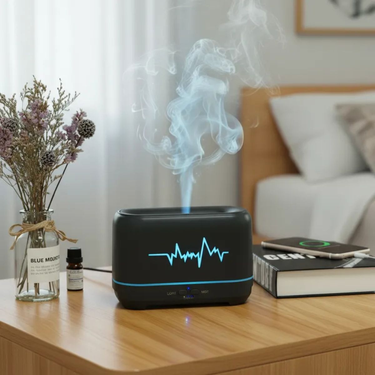 GENERICO - Humidificador Flame Difusor De Aceite esencial 200ml negro