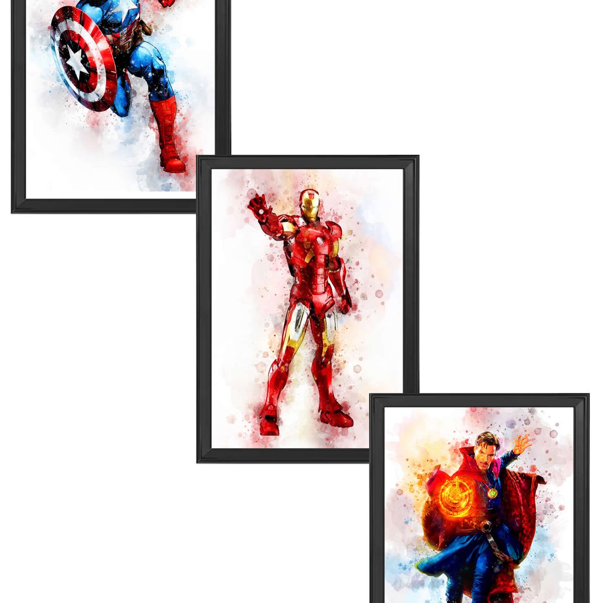 DECORACION CREATIVA - Set de Cuadros Infantiles Marvel2 X3 Black