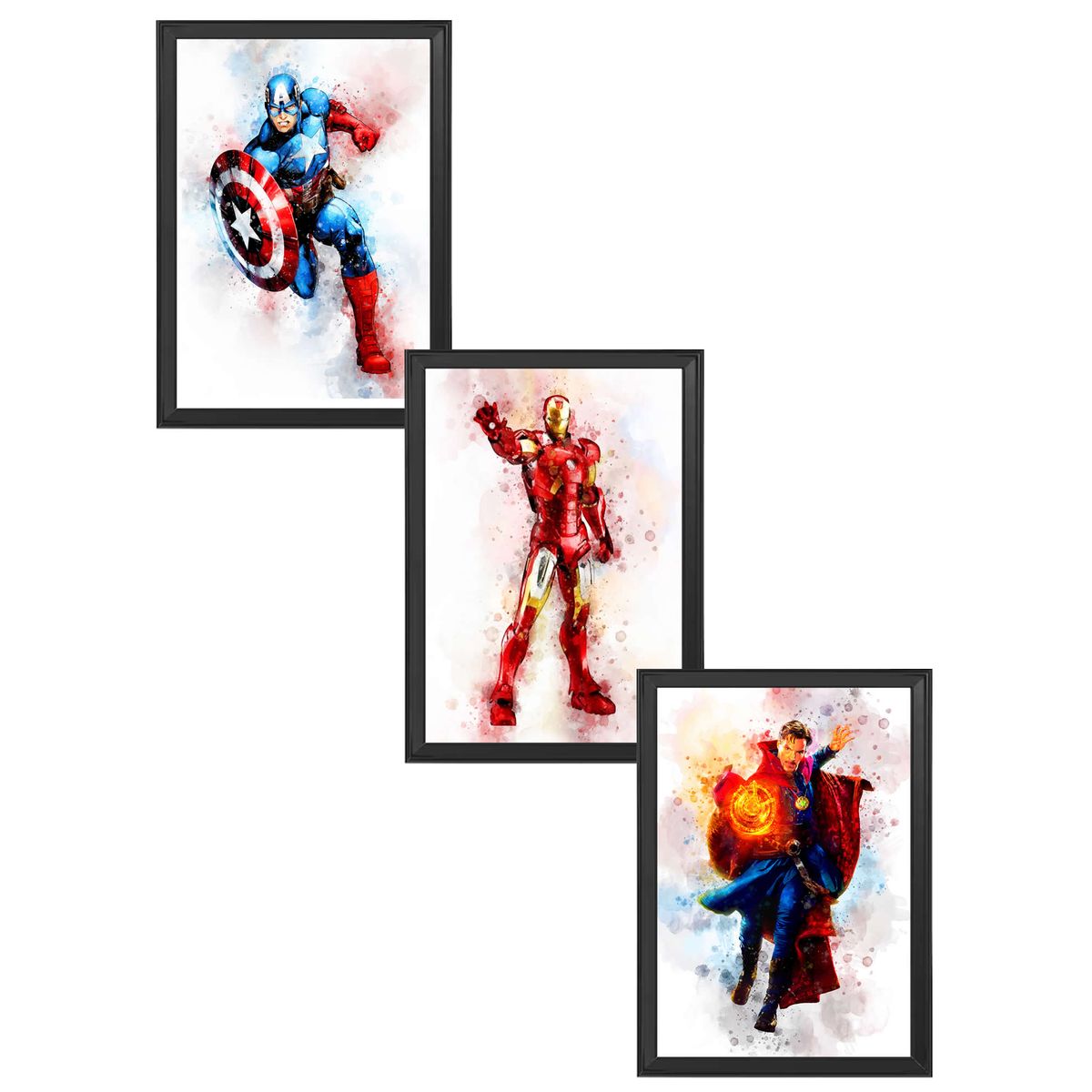 DECORACION CREATIVA - Set de Cuadros Infantiles Marvel2 X3 Black