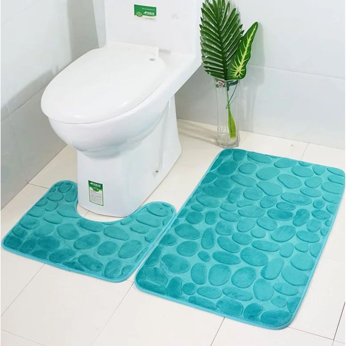 GENERICO - Alfombra De Baño Absorbente Suave Baño Piedras verde