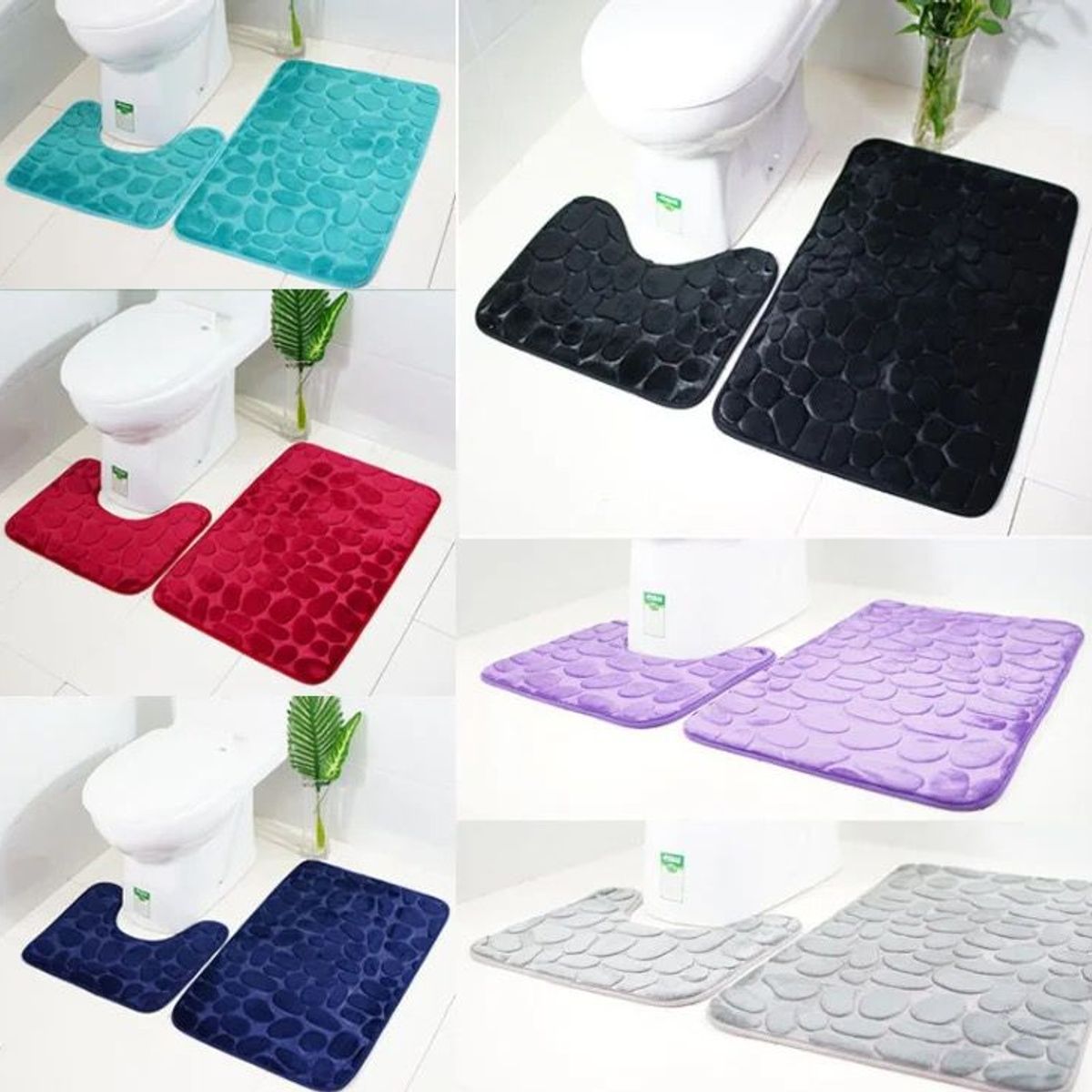 GENERICO - Alfombra De Baño Absorbente Suave Baño Piedras verde