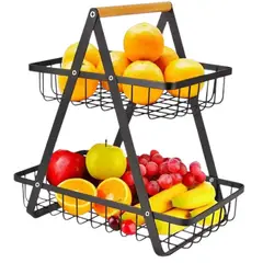 GENERICO - Cesta Frutas y Verduras Organizador Multiuso Portatil 2 Niveles