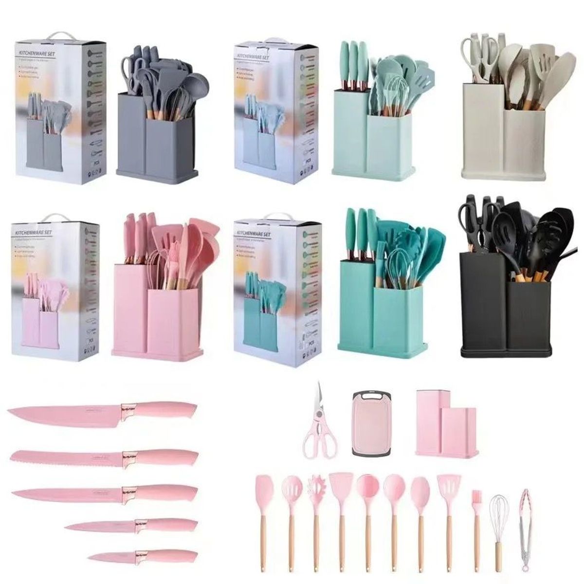 GENERICO - Set De Utensilios de Cocina Silicona 19 Piezas