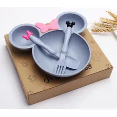 GENERICO - Plato Con Cubiertos Importado Minnie Mouse Bebes Azul