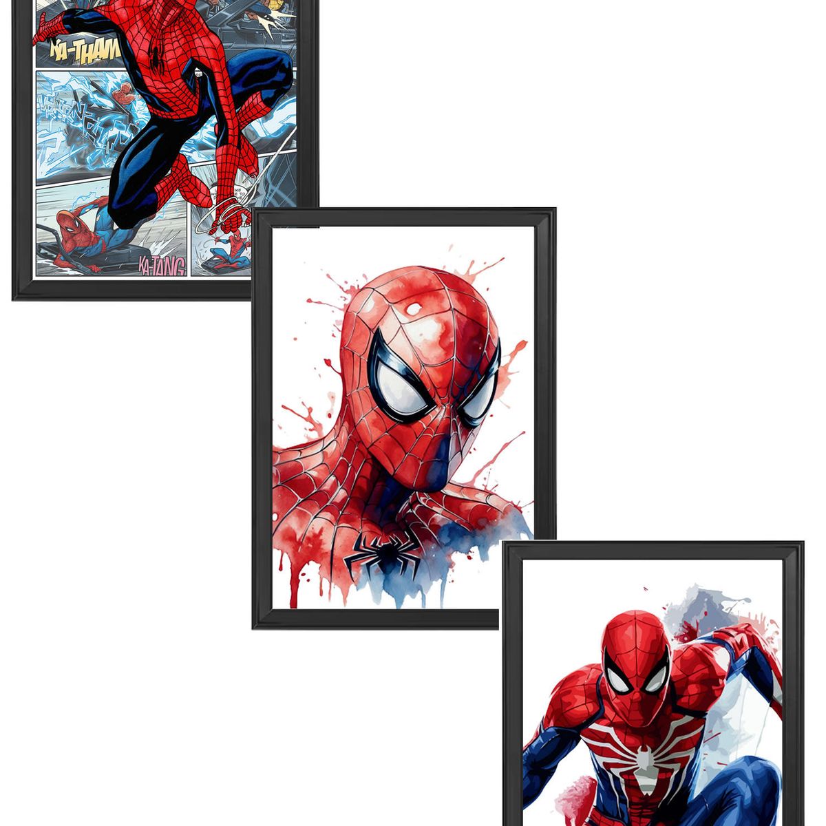 DECORACION CREATIVA - Set de Cuadros Spiderman X 3 Black