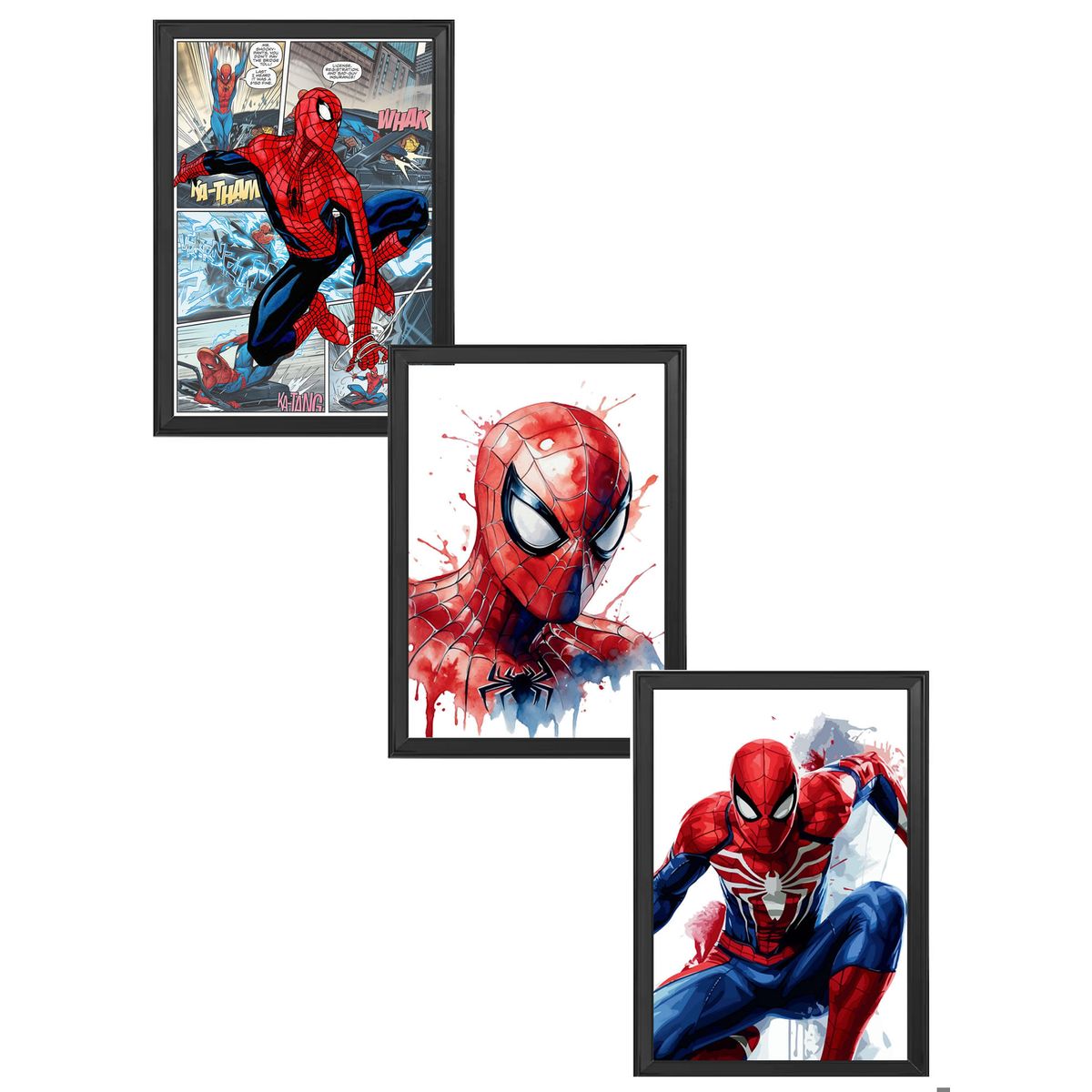 DECORACION CREATIVA - Set de Cuadros Spiderman X 3 Black