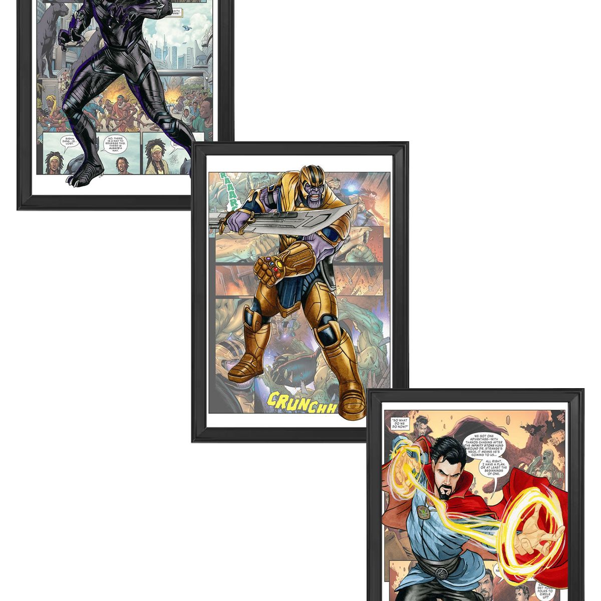 DECORACION CREATIVA - Set de Cuadros Infantiles Heroes y Villanos X3 Black