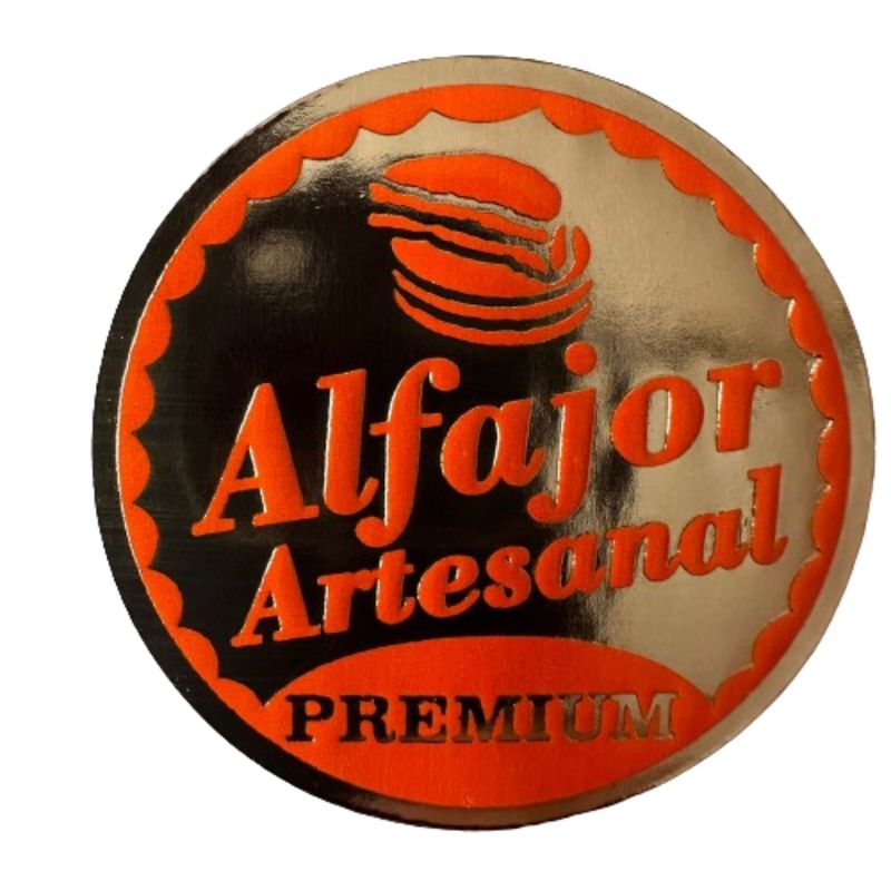 GENERICO - Sticker Alfajor Dorado Naranjo 100 unidades 38mm