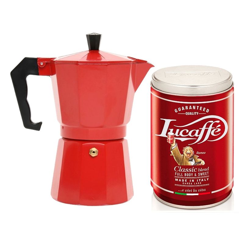 LUCAFFE - Café Lucaffe Classic 250 Gr + Cafetera Moka 6 Tazas (300cc)