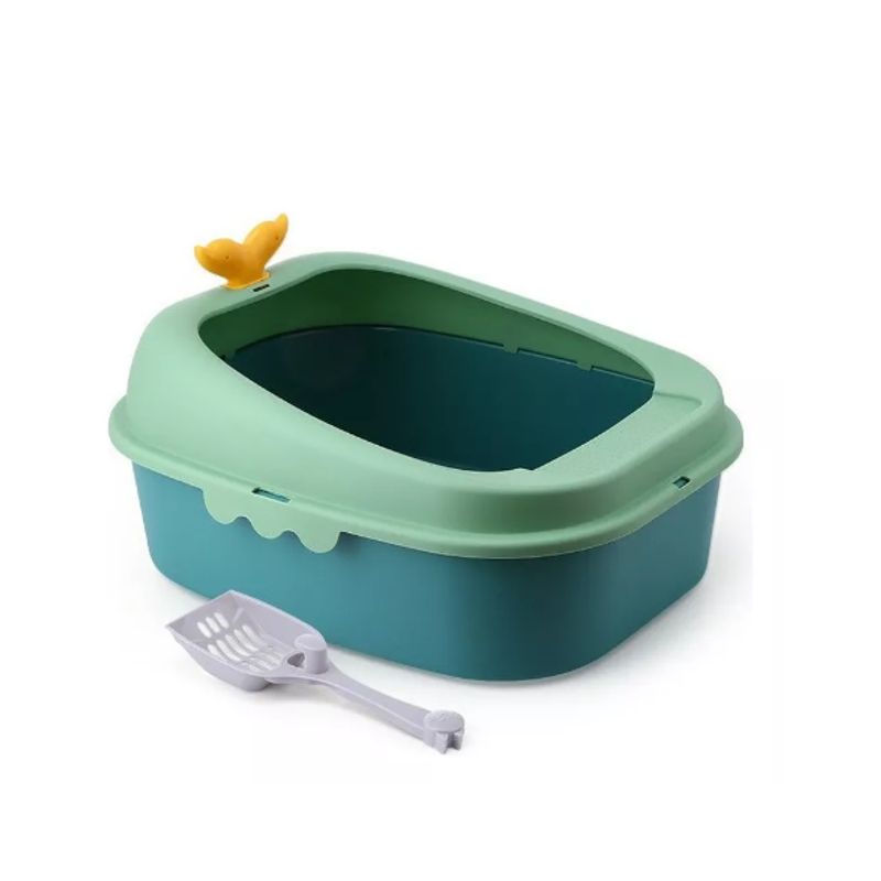 GENERICO - Caja Areneros Baño Sanitario VERDE Gatos Grande Con Pala Xl