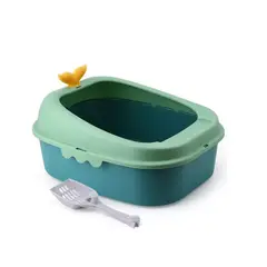 GENERICO - Caja Areneros Baño Sanitario VERDE Gatos Grande Con Pala Xl