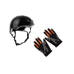 GENERICO - Casco Bicicleta Negro Adultoguantes Touch