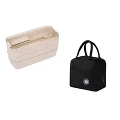 GENERICO - Bolso Loncheras Negro Lunch Fiambrera 900ml Lonchera Térmica