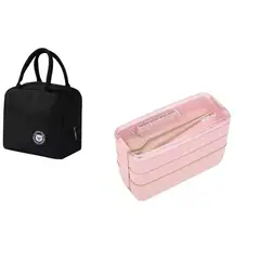 GENERICO - Bolso Loncheras Negro Lunch Fiambrera 900ml Lonchera Térmica