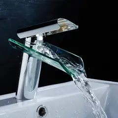 AIZO - Llave Monomando Grifo De Cristal Lavamanos En Cascada