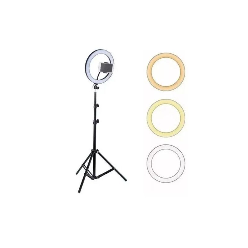GENERICO - Anillo Aro Luz Led Fotografía 26 Cm + Trípode Ajustable White