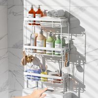 3 plantas no-punch Organizador De Ducha Repisa Baño Multiuso Blanco