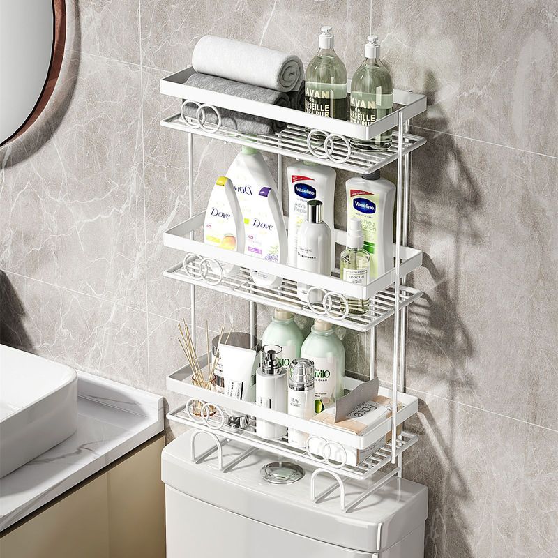 AIZO - 3 plantas no-punch Organizador De Ducha Repisa Baño Multiuso Blanco