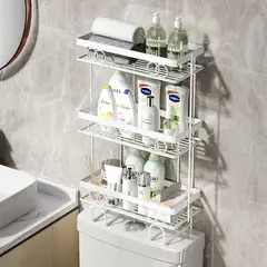AIZO - 3 plantas no-punch Organizador De Ducha Repisa Baño Multiuso Blanco
