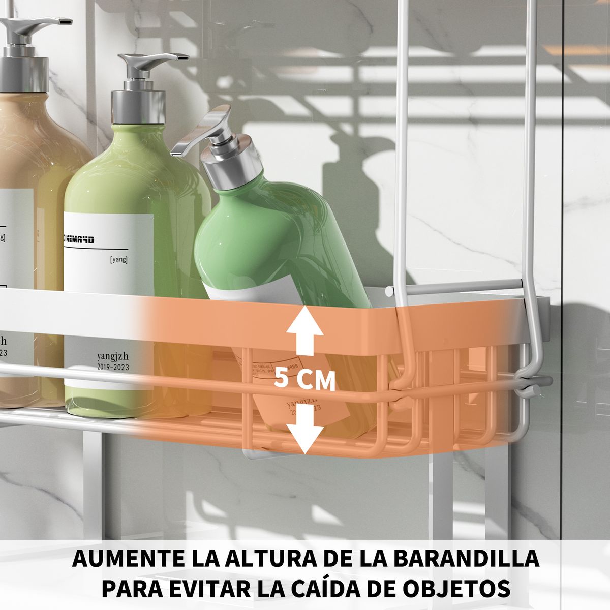 AIZO - AIZO 3 plantas no-punch Organizador De Ducha Repisa Baño Multiuso Blanco