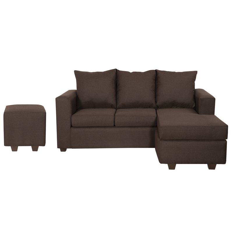 INNOVAMUEBLES - Sofá Seccional Marco 31 Intercambiable + Pouf Tela Chocolate