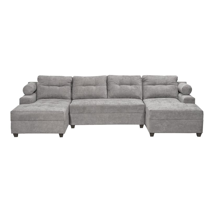 INNOVAMUEBLES - Sofá Seccional Le Mans Doble Chaise Tela Gris YF