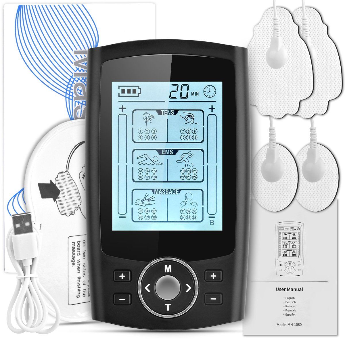 YAYKO - Estimulador Eléctrico Muscular Electrofisico Con 36 Modos