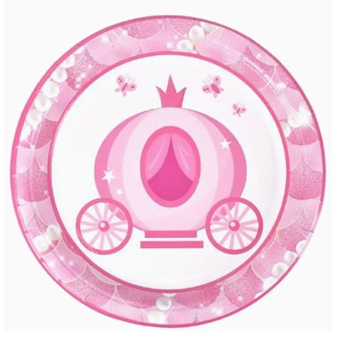 GENERICO - Plato de Cumpleaños Carroza Color Rosa
