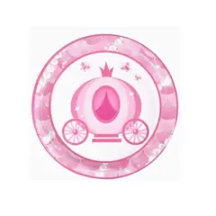 GENERICO - Plato de Cumpleaños Carroza Color Rosa