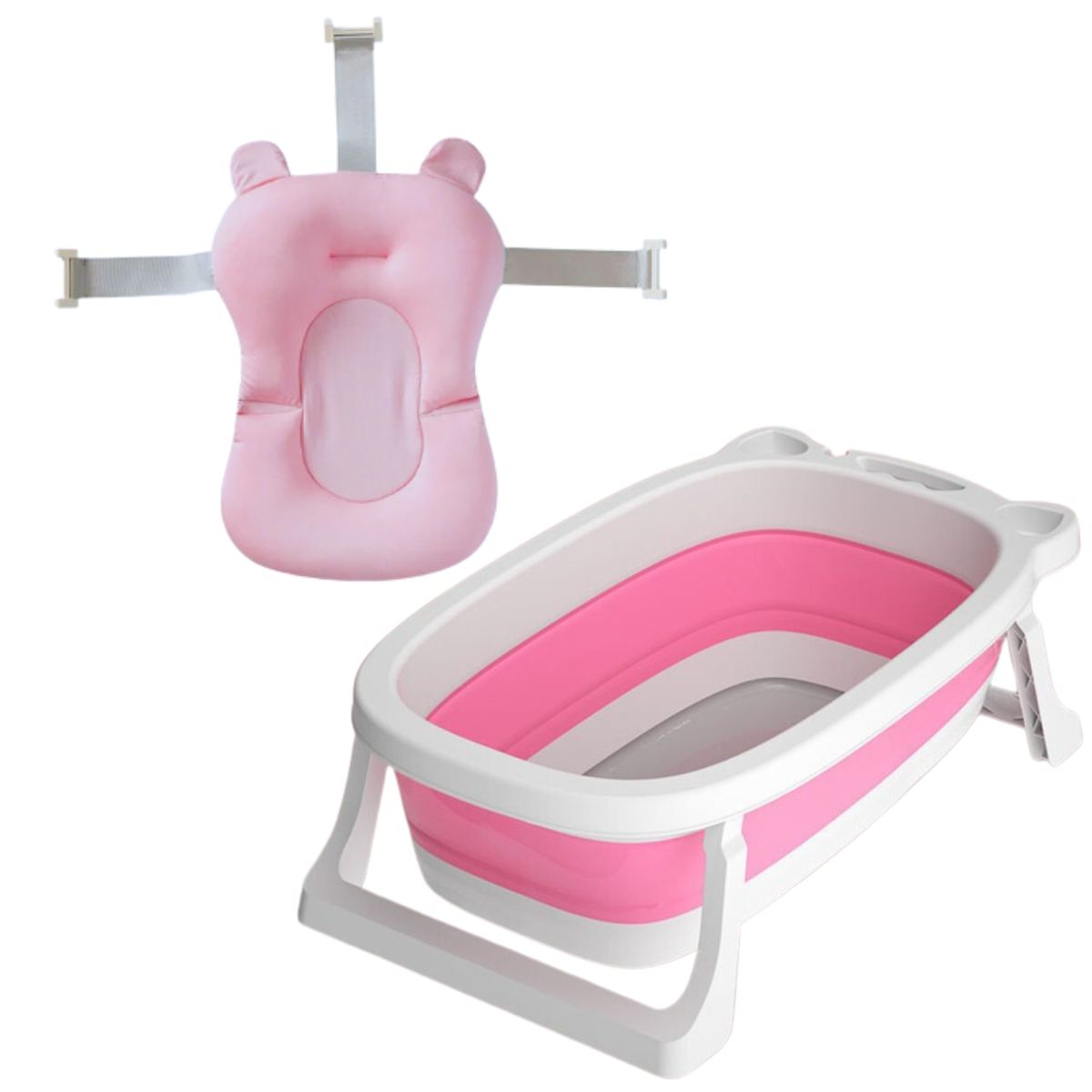 GENERICO - Bañera Tina Plegable Para Bebe + Cojín Rosado