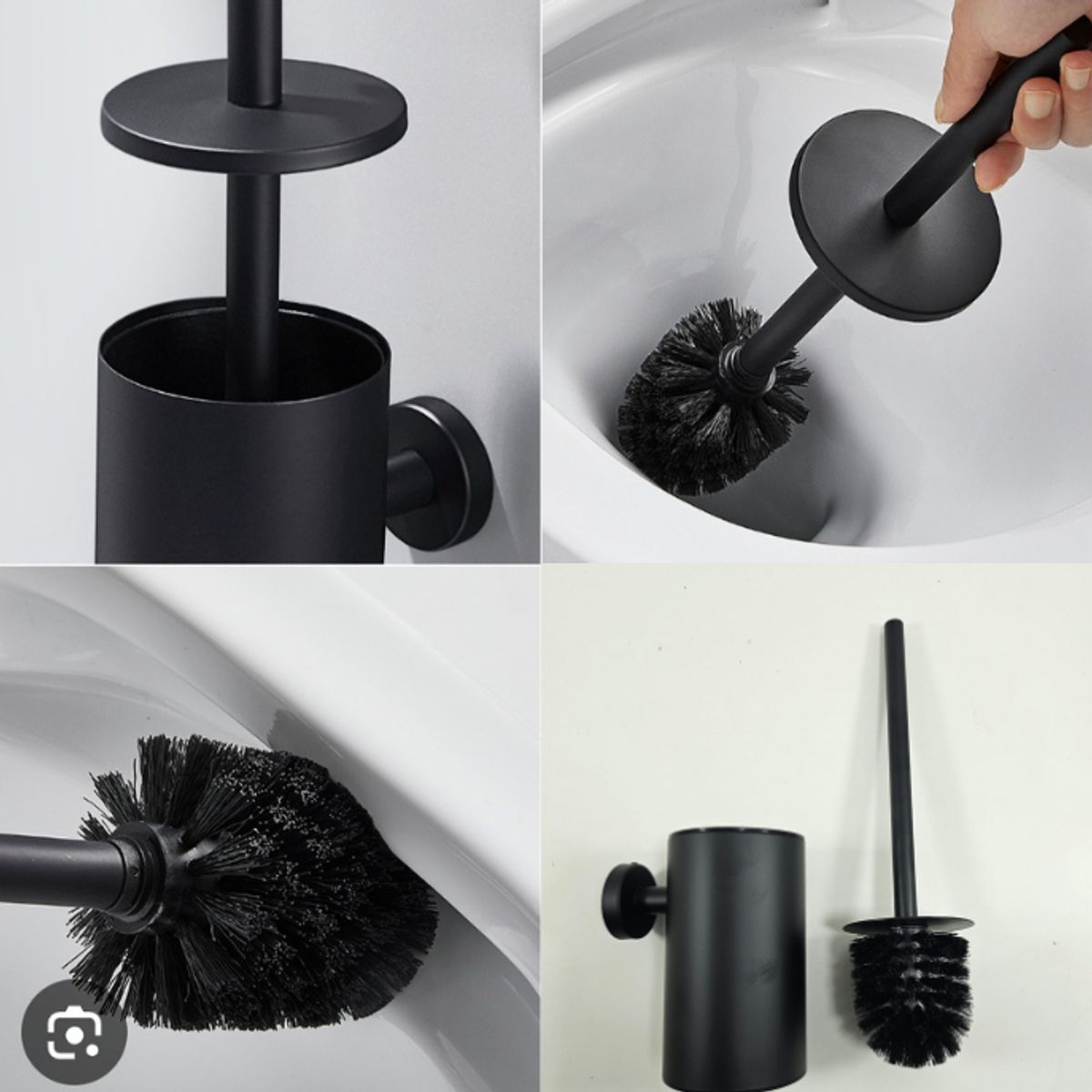 MODERN SPACE - Escobilla Limpia Wc de Acero Inoxidable Aérea Color Negra