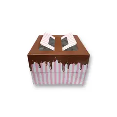 GENERICO - Pack 5 Cajas Resistente Microcorrugado Para Torta 21x21x15cm