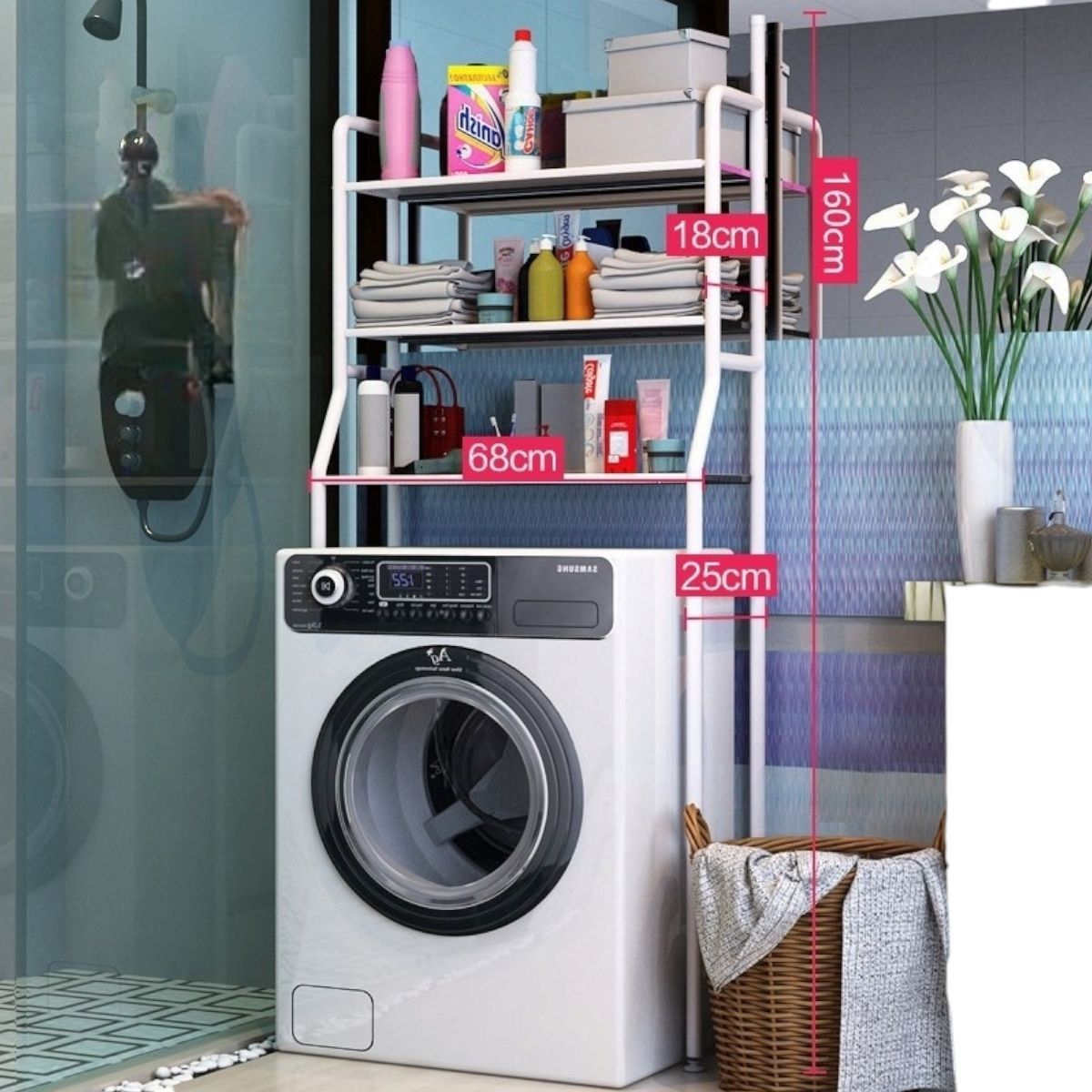 GENERICO - Organizador Estante De Lavadora 3 Niveles Metálico Baño