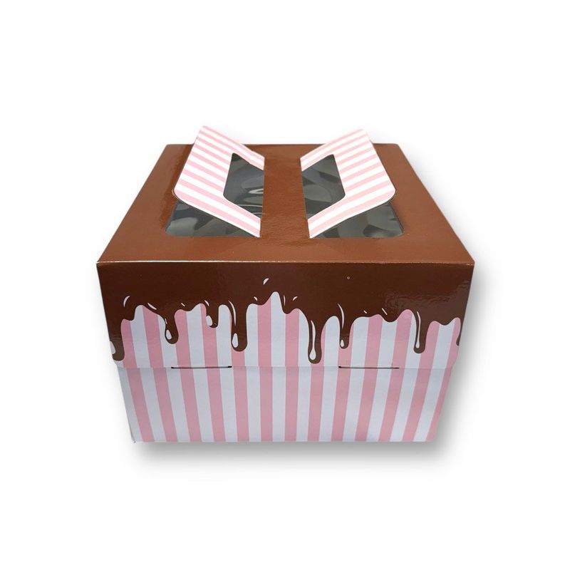 GENERICO - Pack 5 Cajas Resistente Microcorrugado Para Torta 26x26x15cm