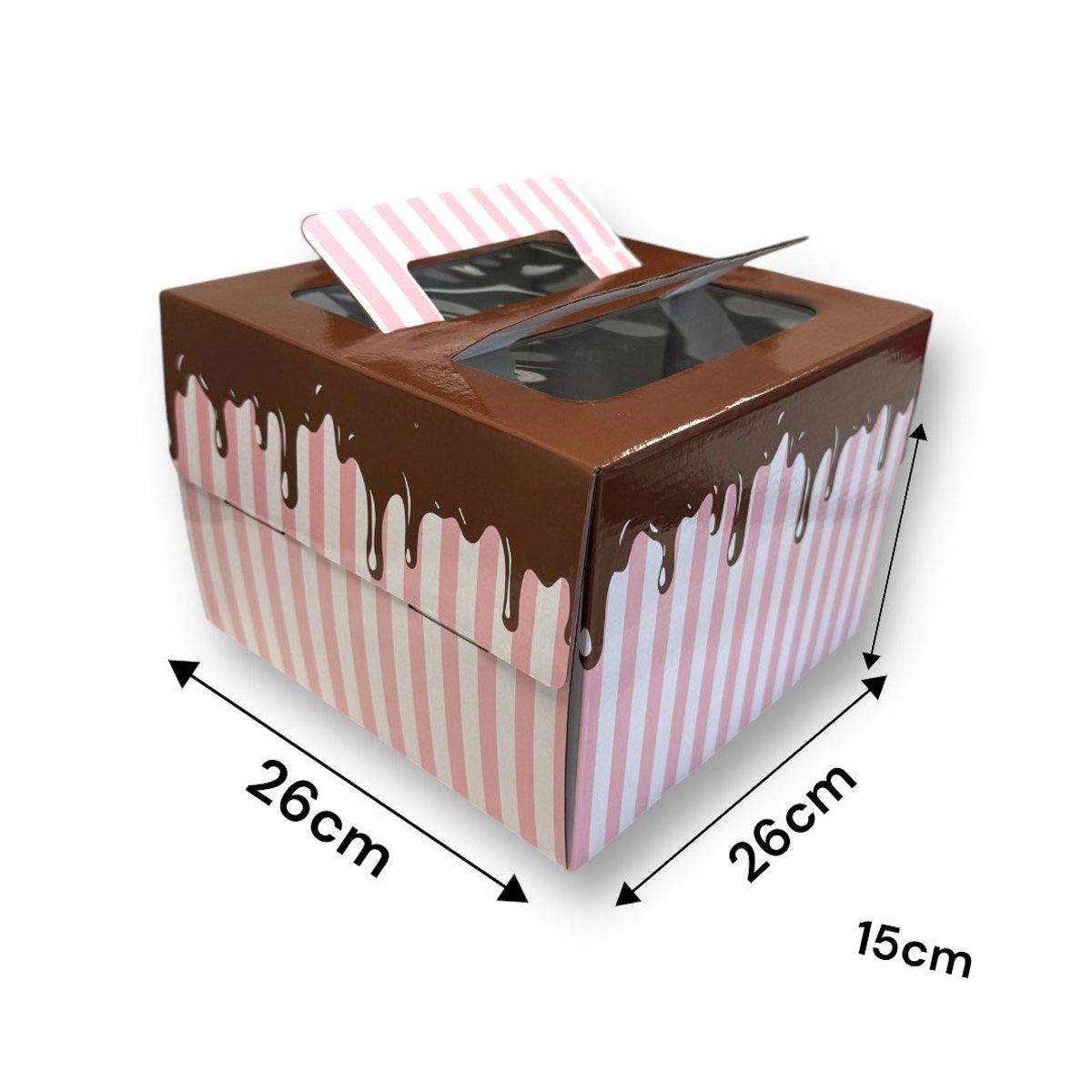 GENERICO - Pack 5 Cajas Resistente Microcorrugado Para Torta 26x26x15cm