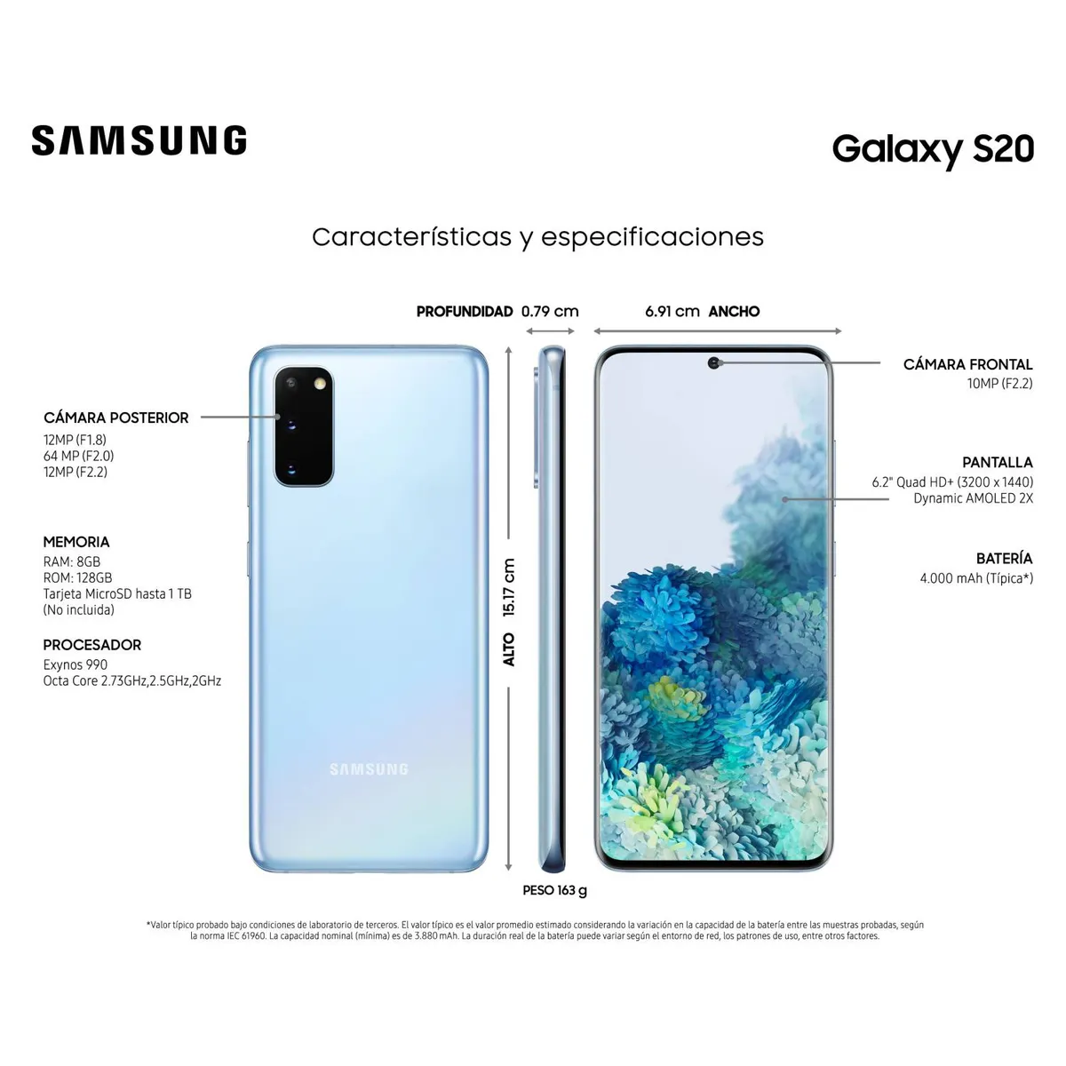 SAMSUNG - Samsung Galaxy S20 128GB - Reacondicionado - Celeste