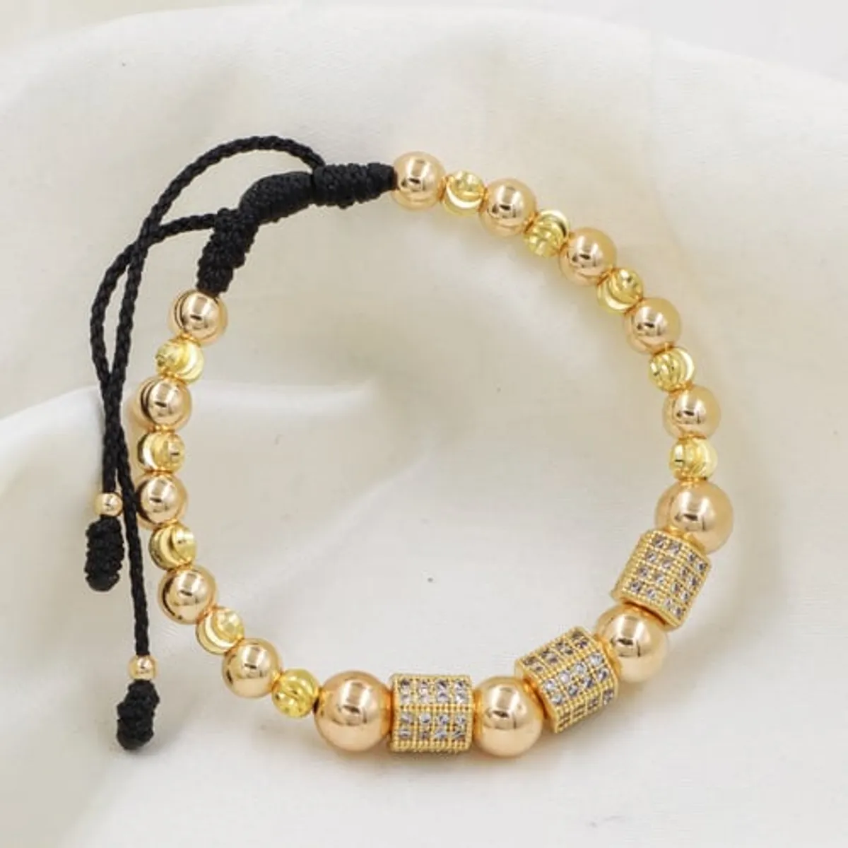 GENERICO - Brazalete con Herraje Hexágono Balín Oro Laminado 18k