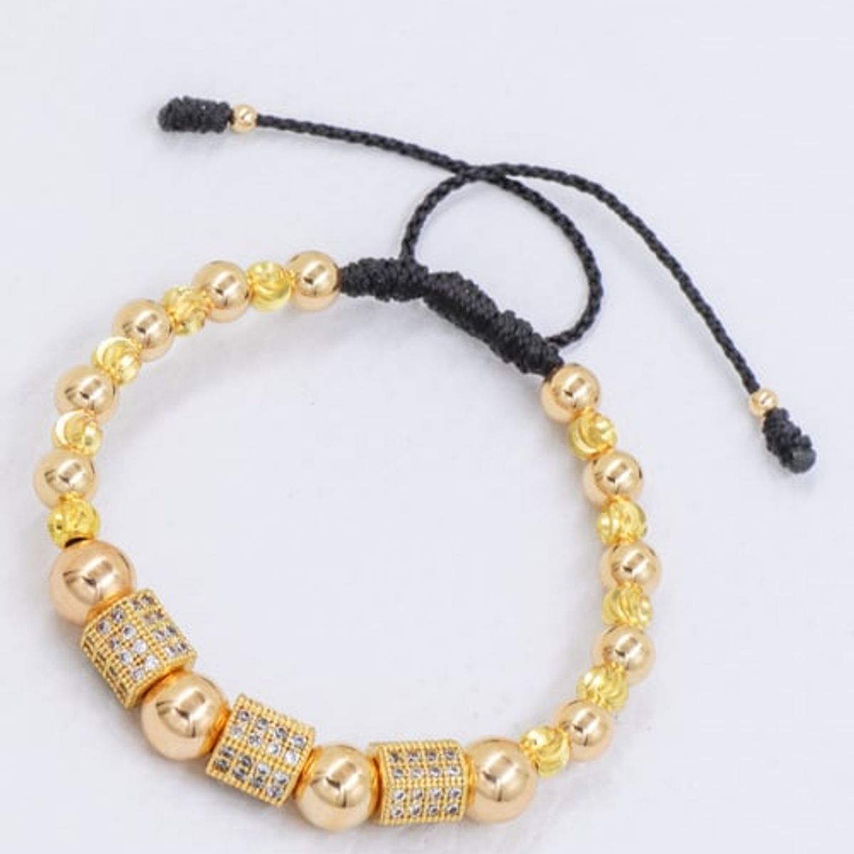 GENERICO - Brazalete con Herraje Hexágono Balín Oro Laminado 18k