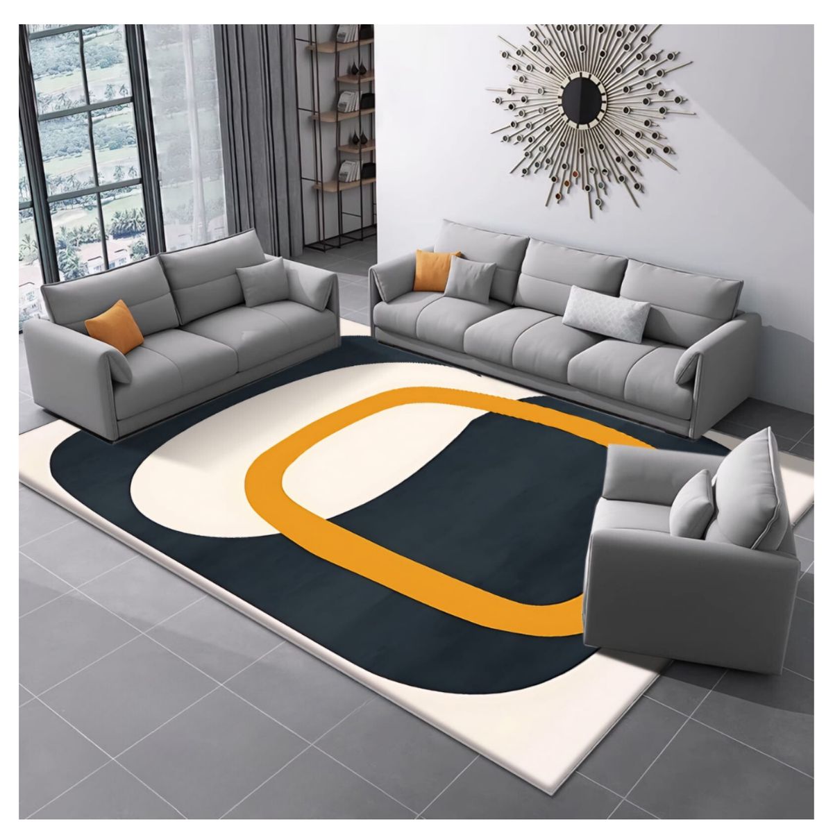 GENERICO - Alfombra Moderna Diseño Geométrico 3D Antideslizante 240x200cm