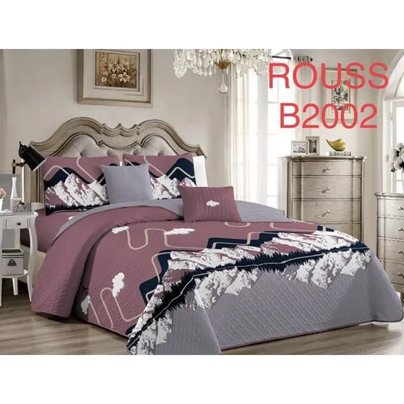 GENERICO - Cobertor Tipo Quilt de Verano / Cubrecamas 2 Plazas Palo Rosa