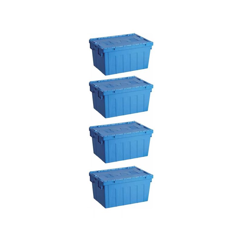 WENCO - Pack 4 Caja Logística Tapa Bisagra Apilable 52lts 54x39x31cm