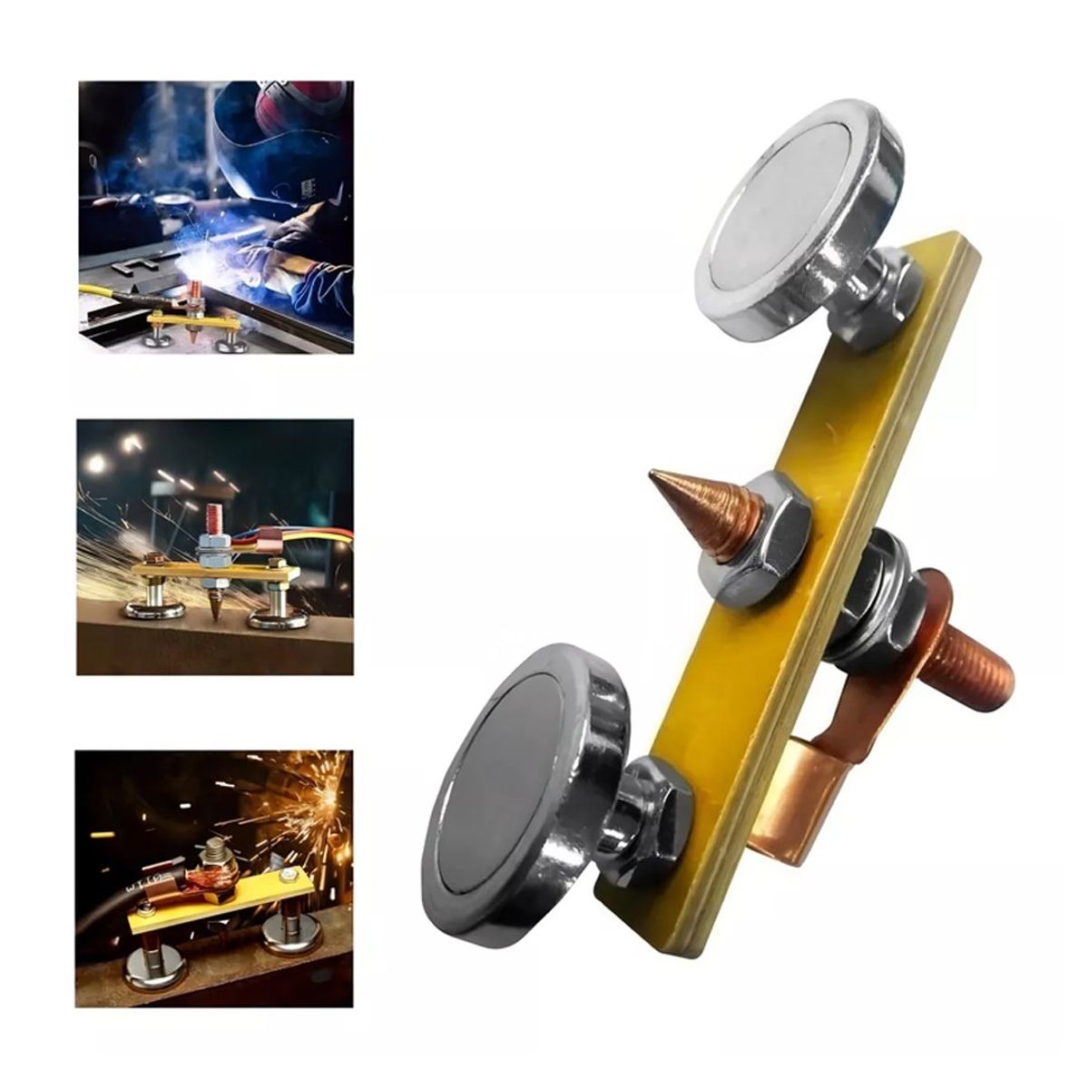 KAMASA - Toma Tierra (doble) 2 Imanes Para Maquina De Soldar Km1706