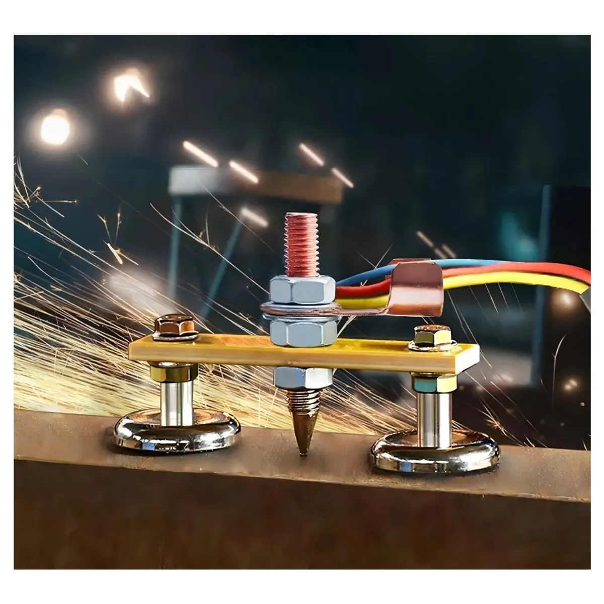 KAMASA - Toma Tierra (doble) 2 Imanes Para Maquina De Soldar Km1706